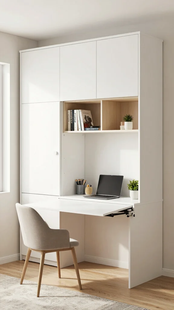 11 Study Room Wardrobe Design Ideas That Hide Storage Beautifully - 3. Wardrobe with Desk Combination 1