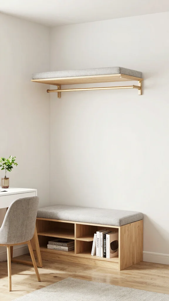 11 Study Room Wardrobe Design Ideas That Hide Storage Beautifully - 7. Multi-Functional Wardrobe Benches 1