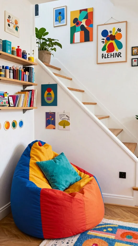 11 Under Stairs Reading Room Ideas That Turn Dead Space Into Magic - 11. Artsy and Creative 1