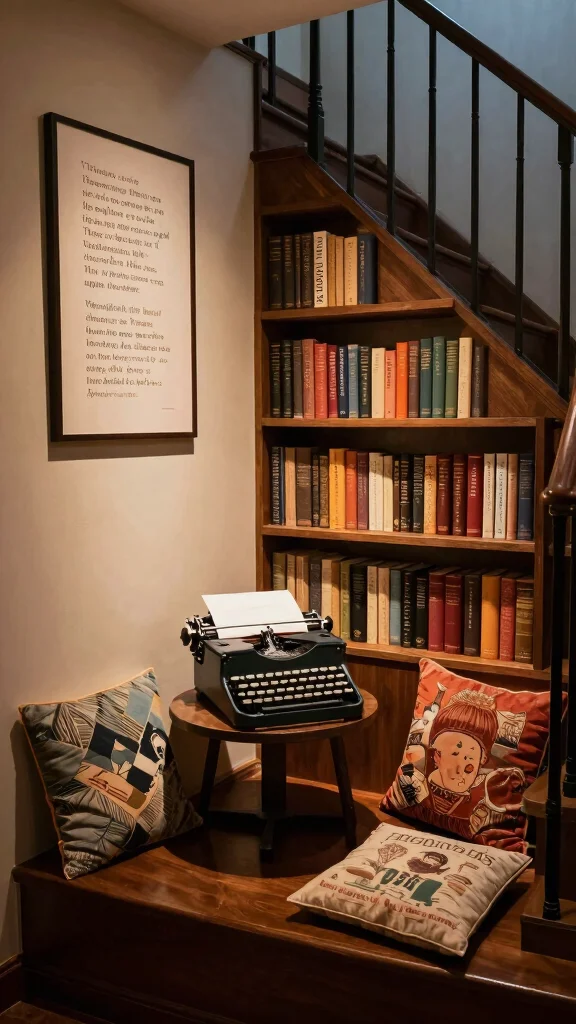 11 Under Stairs Reading Room Ideas That Turn Dead Space Into Magic - 6. Themed Literary Nook 1