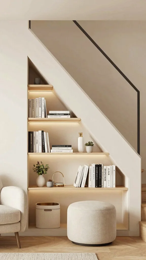 11 Under Stairs Reading Room Ideas That Turn Dead Space Into Magic - 8. Smart Storage Solutions 1