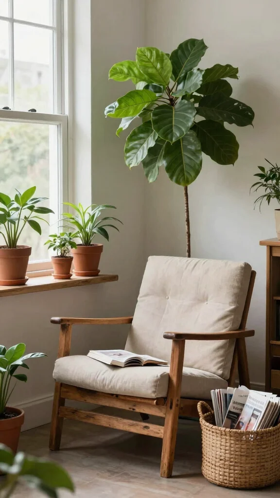 12 Home Library Reading Room Ideas for a Dreamy Book Lover Space - 9. Incorporate Natural Elements 1