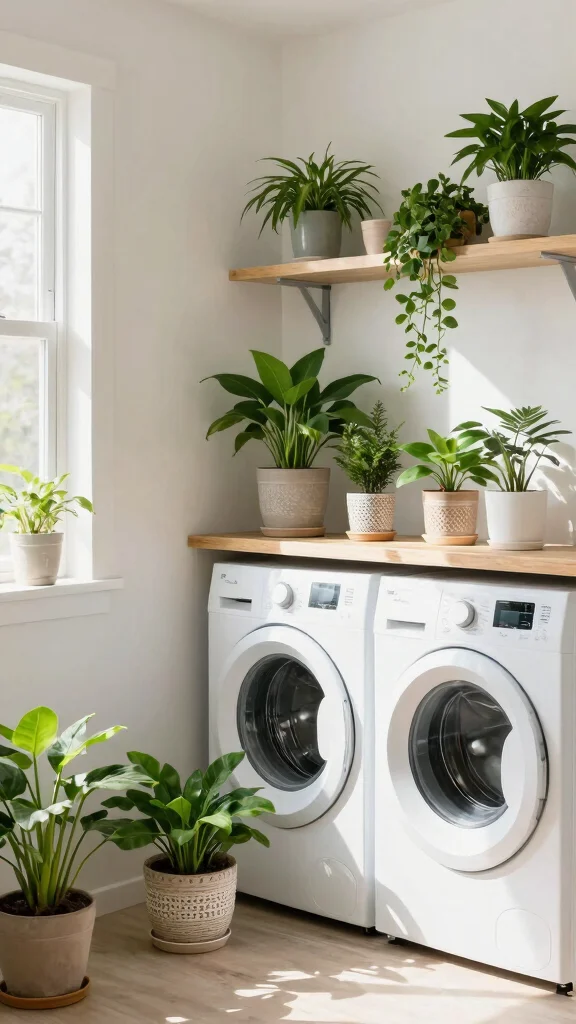 12 IKEA Laundry Room Ideas That Are Smart, Stylish, and Affordable - 12. Incorporate a Touch of Greenery 1