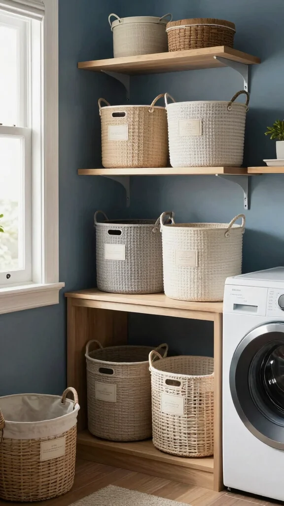 12 IKEA Laundry Room Ideas That Are Smart, Stylish, and Affordable - 2. Elegant Baskets for Laundry Supplies 1