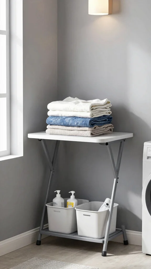 12 IKEA Laundry Room Ideas That Are Smart, Stylish, and Affordable - 3. Compact Folding Station 1