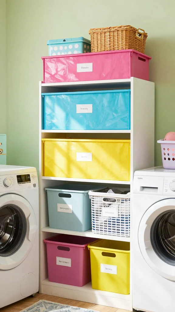 12 IKEA Laundry Room Ideas That Are Smart, Stylish, and Affordable - 7. Colorful Storage Solutions 1
