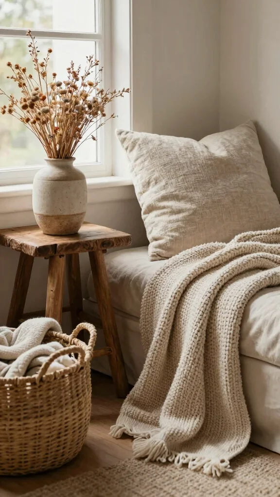 12 Japandi Reading Room Ideas for a Calm and Minimal Book Space - 3. Warm Textures 1