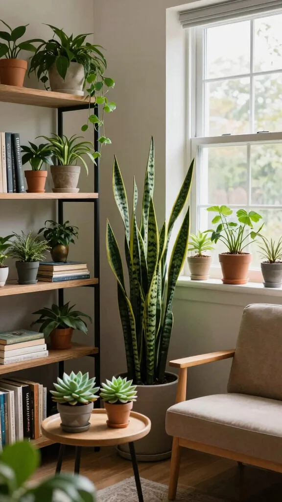 12 Japandi Reading Room Ideas for a Calm and Minimal Book Space - 7. Incorporating Plants 1