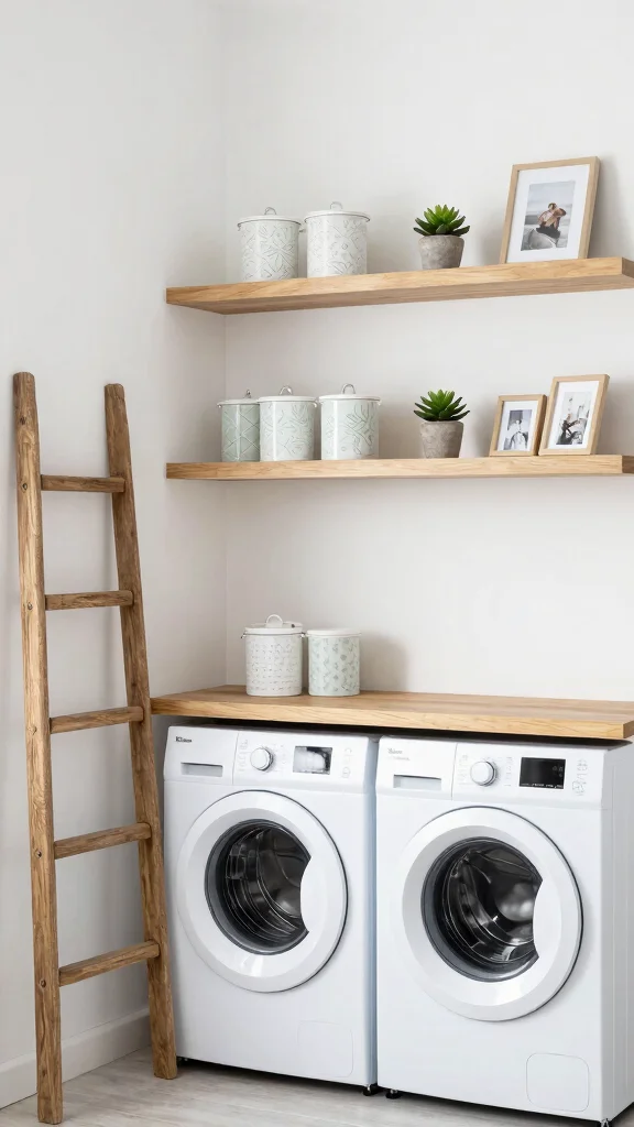 12 Laundry Room Cabinet and Shelf Concepts for Maximum Storage - 1. Floating Shelves for Open Space 1