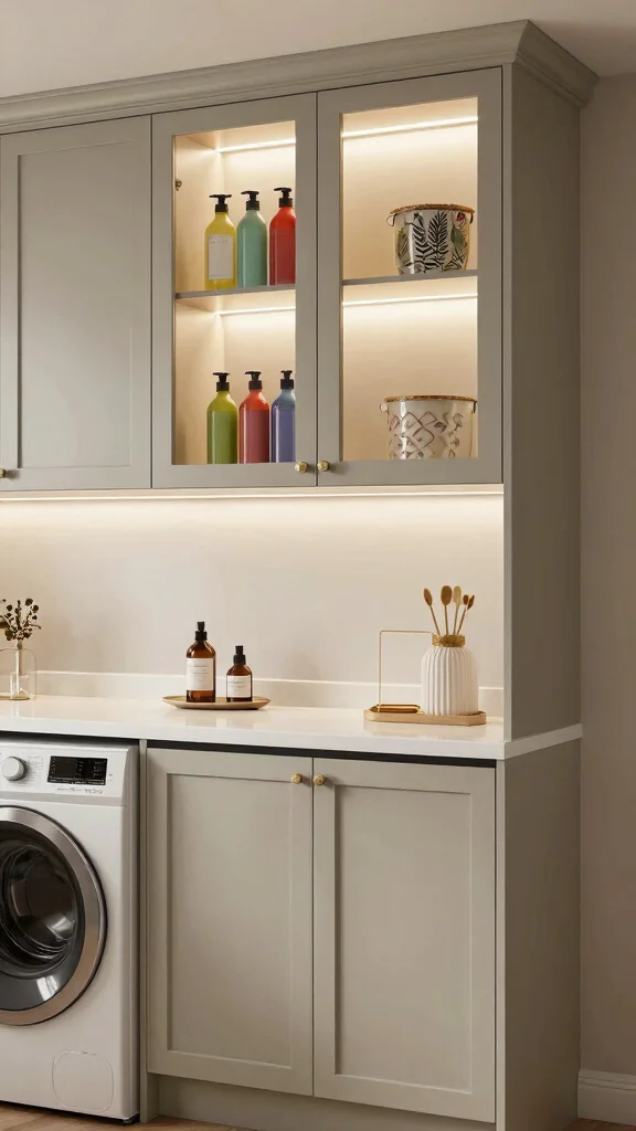 12 Laundry Room Cabinet and Shelf Concepts for Maximum Storage - 4. Stylish Cabinets with Glass Doors 1