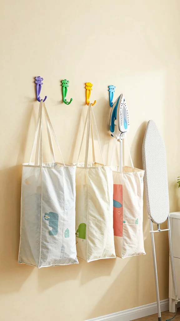 12 Laundry Room Cabinet and Shelf Concepts for Maximum Storage - 8. Wall-Mounted Hooks for Easy Access 1