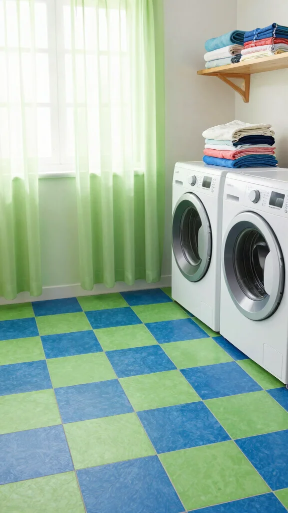 12 Laundry Room Floor Tile Ideas From Classic to Bold - 9. Eco-Conscious Linoleum Tiles 1