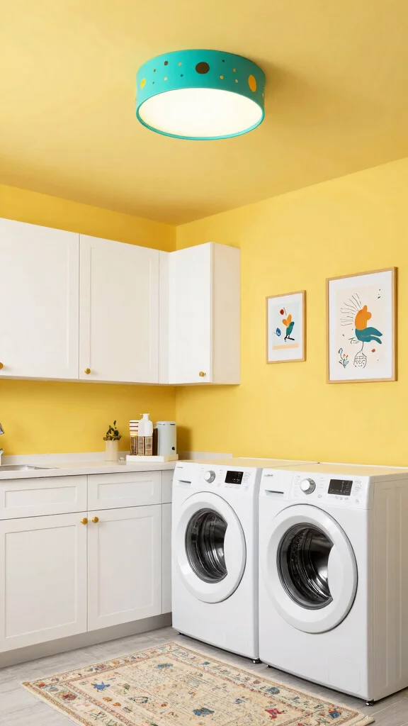 12 Laundry Room Light Fixture Ideas That Brighten Up Every Load - 4. Colorful Flush Mount Ceiling Lights 1