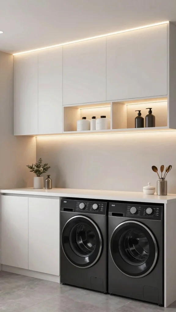 12 Laundry Room Light Fixture Ideas That Brighten Up Every Load - 5. Modern LED Strip Lighting 1
