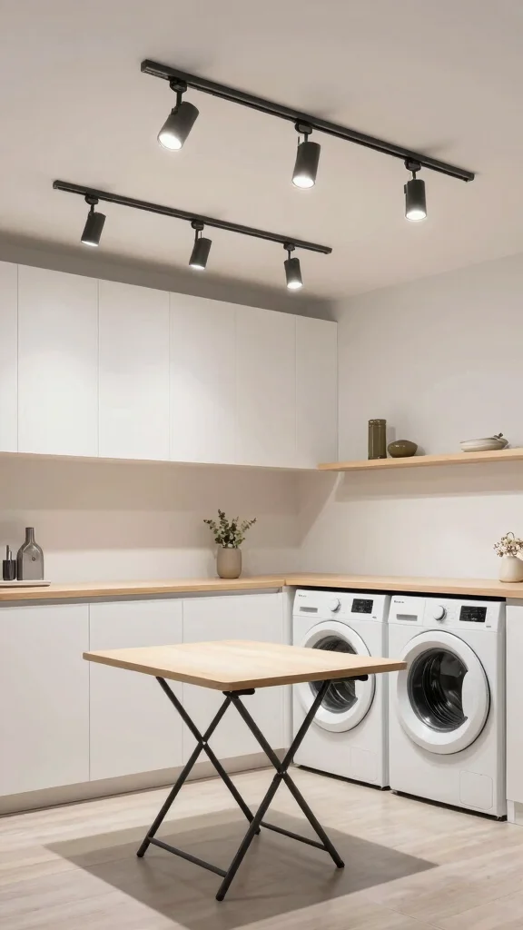 12 Laundry Room Light Fixture Ideas That Brighten Up Every Load - 9. Chic Track Lighting 1