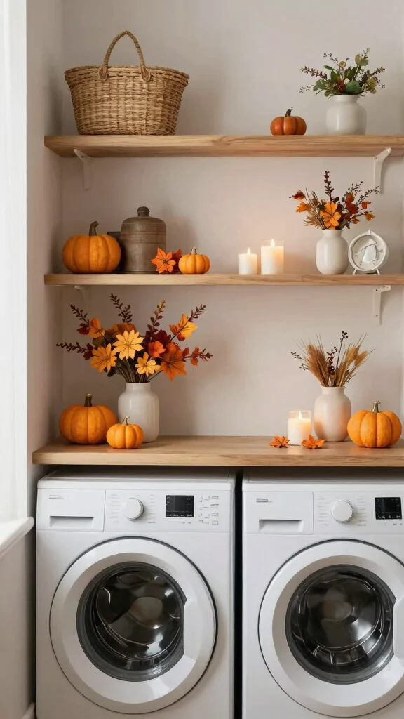 12 Laundry Room Shelving Ideas for an Organized, Streamlined Look - 12. Seasonal Decor for a Personal Touch 1