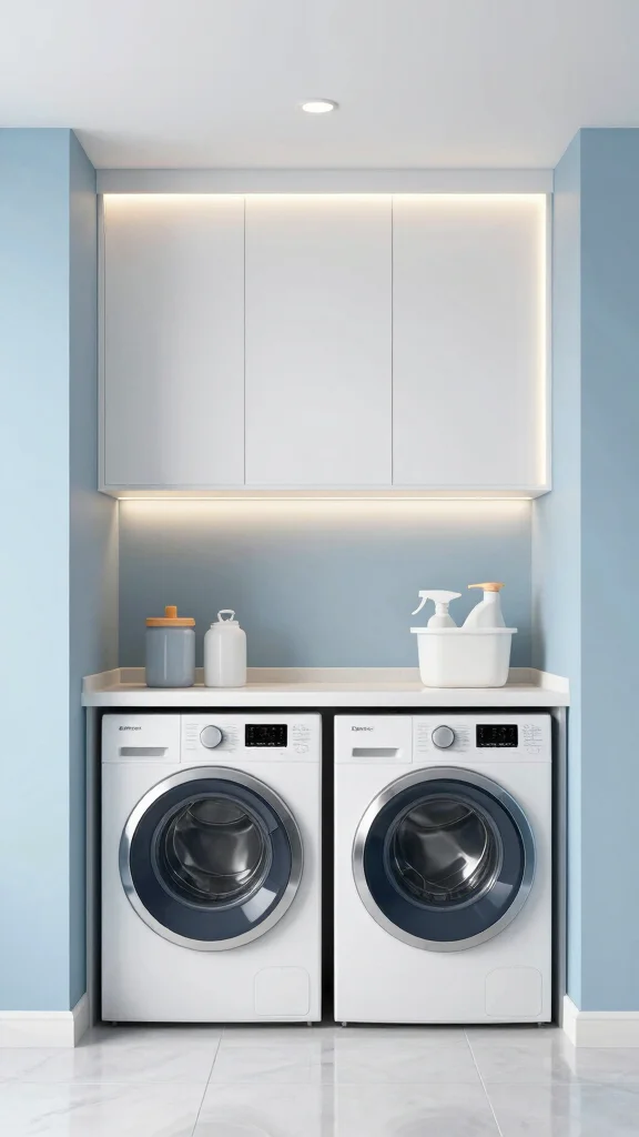 12 Laundry Room Upper Cabinet Ideas That Use Every Inch of Wall Space - 5. Integrated Lighting for Cabinets 1