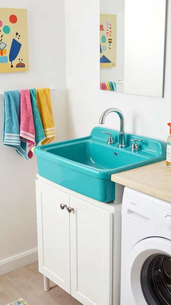 12 Laundry Room Utility Sink Ideas for a Hardworking, Stylish Space - 3. Color Pop: Vibrant Utility Sink Options 1
