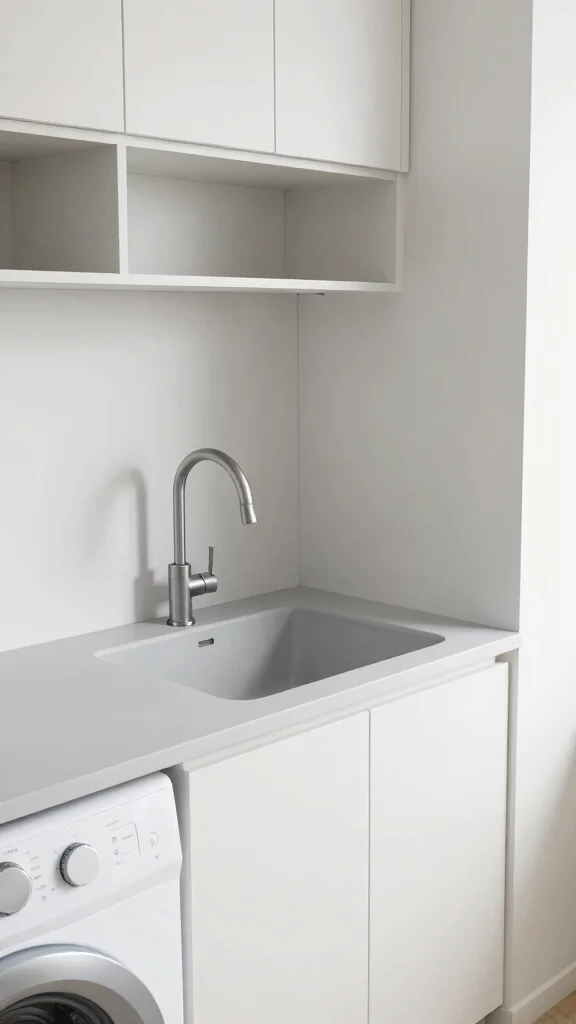 12 Laundry Room Utility Sink Ideas for a Hardworking, Stylish Space - 5. Minimalist Vibes: Integrated Sinks 1