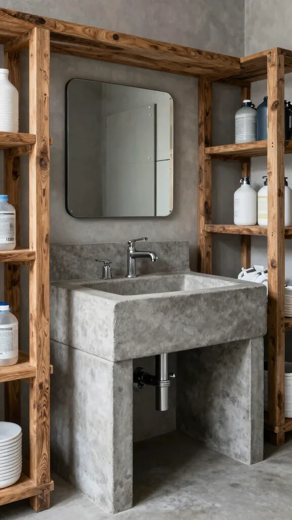 12 Laundry Room Utility Sink Ideas for a Hardworking, Stylish Space - 7. Industrial Edge: Concrete Utility Sinks 1