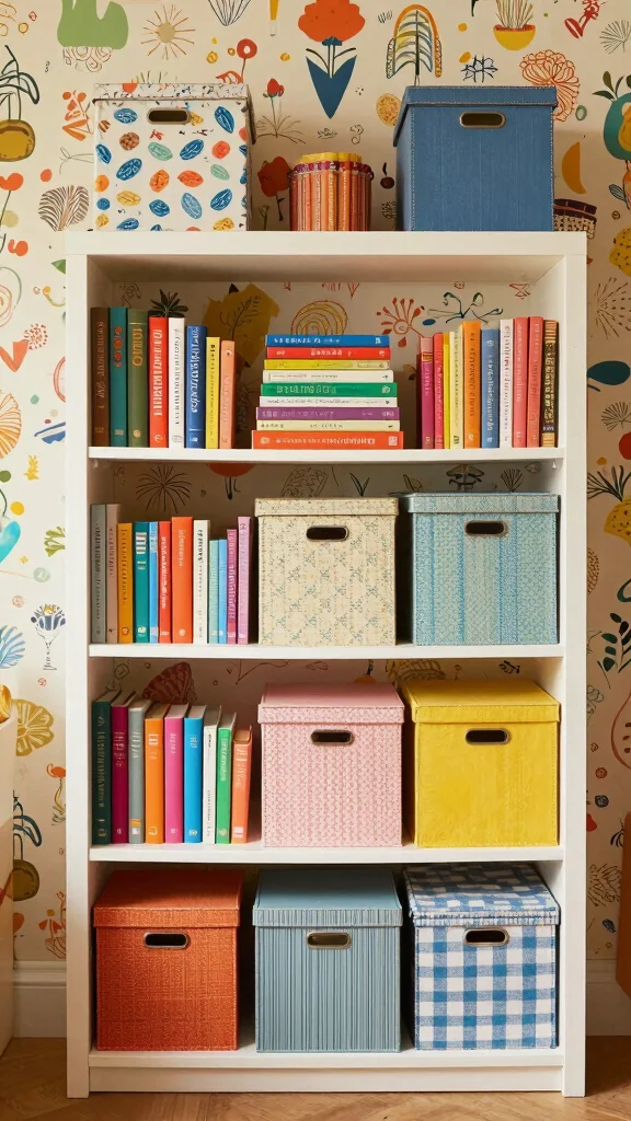 12 Reading Room Bookshelf Concepts That Store and Style at Once - 12. Playful Patterns and Textures 1