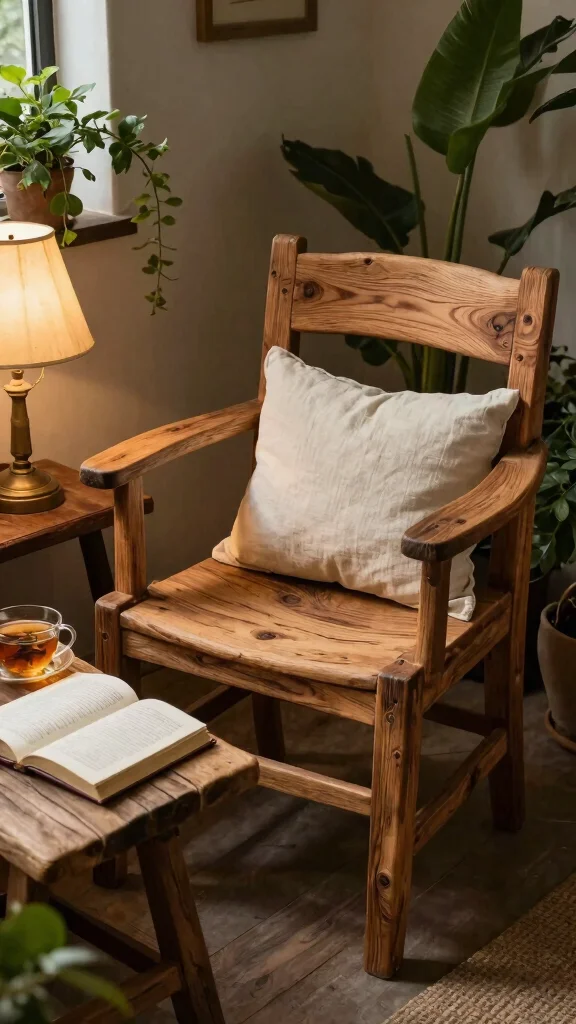 12 Reading Room Chair Ideas: From Cozy Armchairs to Hanging Bowls - 5. Reclaimed Wood Chairs 1