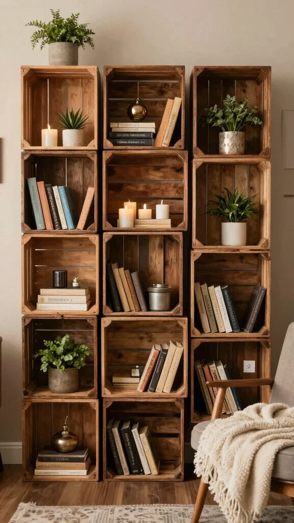 12 Reading Room Shelf Ideas That Keep Books Beautiful and Accessible - 12. Repurposed Items as Shelving 1