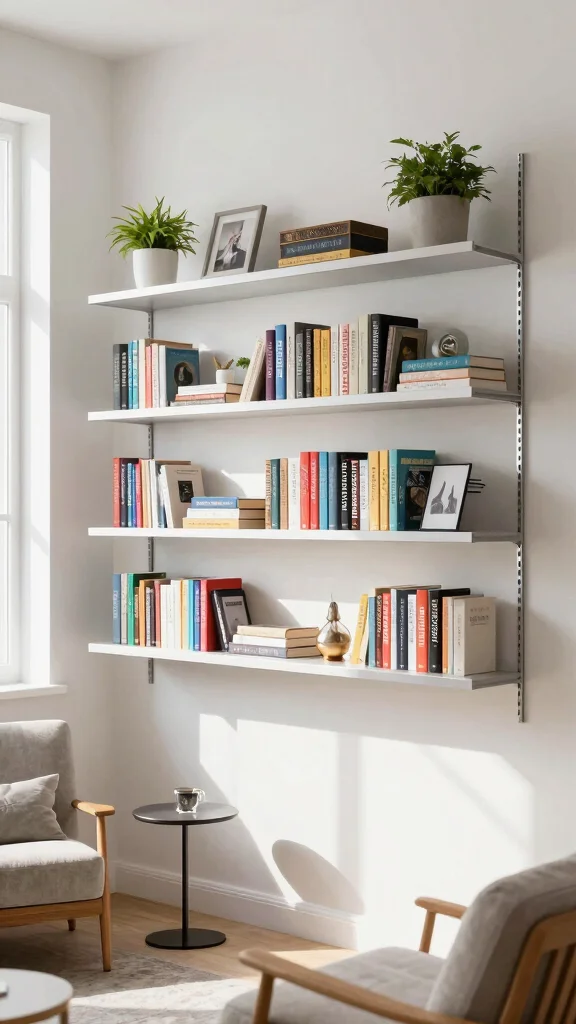 12 Reading Room Shelf Ideas That Keep Books Beautiful and Accessible - 3. Floating Shelves for a Minimalist Touch 1