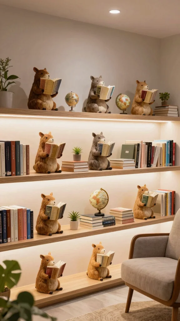 12 Reading Room Shelf Ideas That Keep Books Beautiful and Accessible - 7. Creative Bookends for Unique Displays 1