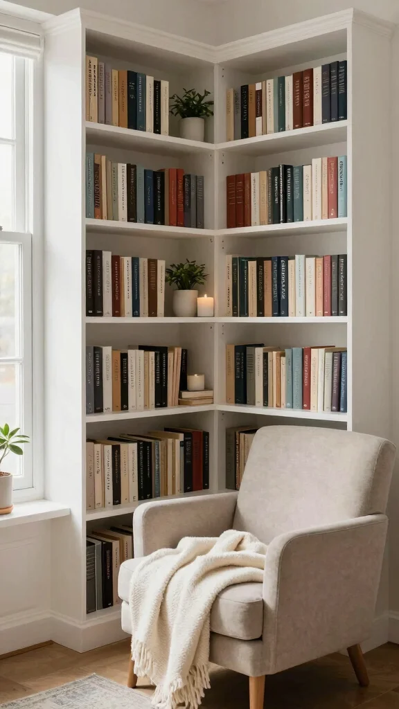 12 Reading Room Shelf Ideas That Keep Books Beautiful and Accessible - 9. Corner Shelves for Maximizing Space 1