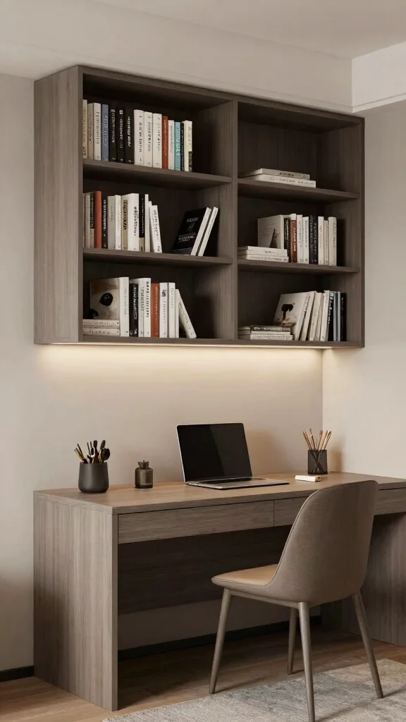 12 Study Room Bookshelf Ideas for an Organized and Stylish Space - 12. Integrated Bookshelf and Desk Combo 1