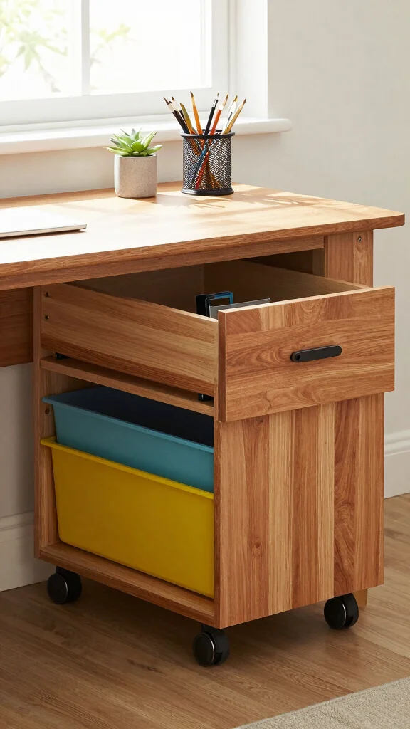 12 Study Room Cabinet Design Ideas for Smart, Built-In Storage - 6. Under-Desk Storage Solutions 1