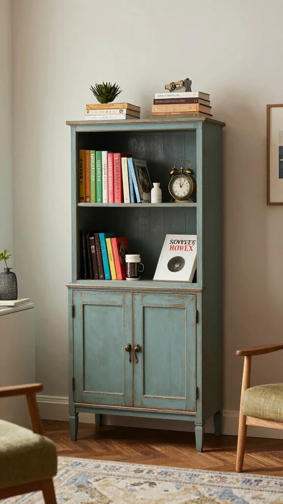 12 Study Room Cabinet Design Ideas for Smart, Built-In Storage - 8. Chic Vintage Cabinets 1
