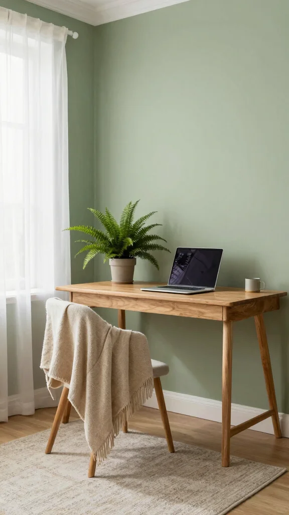 12 Study Room Color Ideas That Balance Energy and Calm - 1. Soothing Sage Green 1