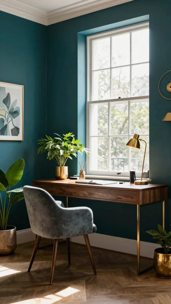 12 Study Room Color Ideas That Balance Energy and Calm - 10. Rich Teal 1