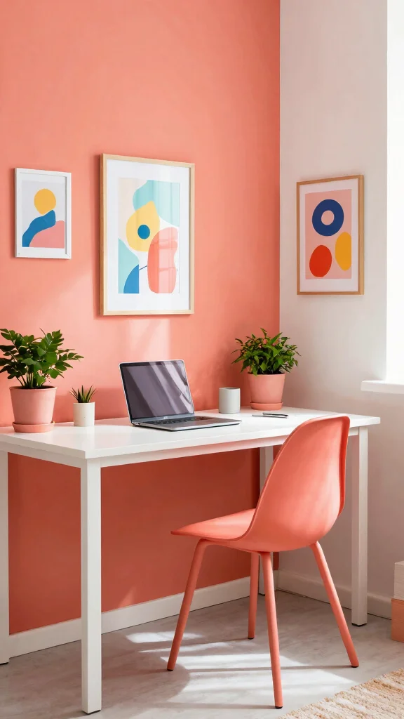 12 Study Room Color Ideas That Balance Energy and Calm - 9. Vibrant Coral 1