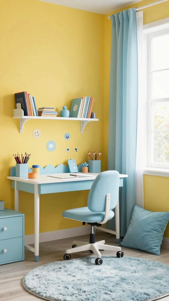12 Study Room Design Ideas for Kids That Grow With Them - 3. Creative Color Schemes for Inspiration 1