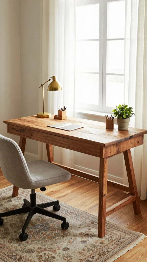 12 Study Room Furniture Ideas to Build a More Productive Space - 1. Reclaimed Wood Desks 1