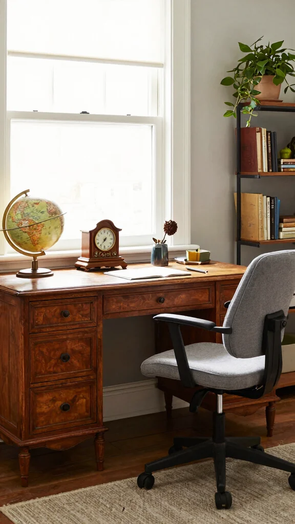 12 Study Room Furniture Ideas to Build a More Productive Space - 10. Vintage Finds 1