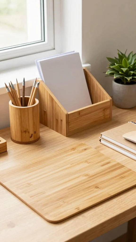 12 Study Room Furniture Ideas to Build a More Productive Space - 3. Bamboo Desk Accessories 1