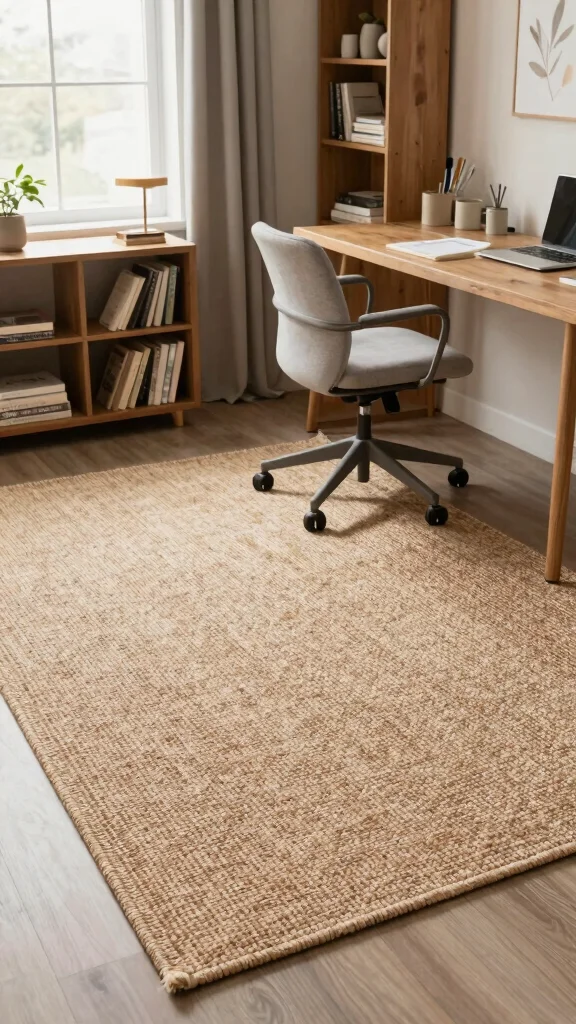 12 Study Room Furniture Ideas to Build a More Productive Space - 8. Natural Fiber Rugs 1