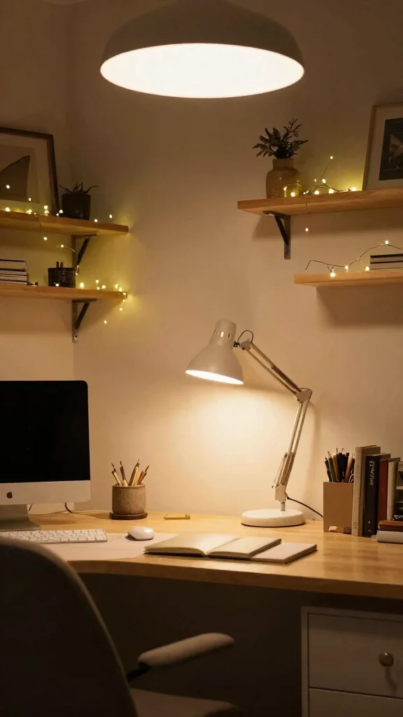 12 Study Room Makeover Ideas on a Budget That Feel High-End - 7. Smart Use of Lighting 1