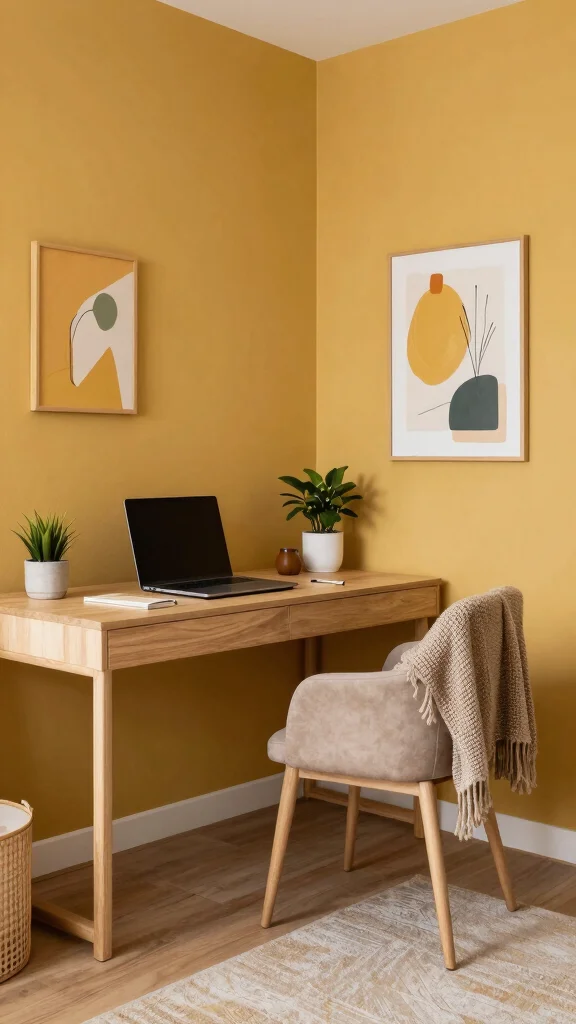 12 Study Room Paint Colors That Keep You Focused and Calm - 11. Muted Mustard 1