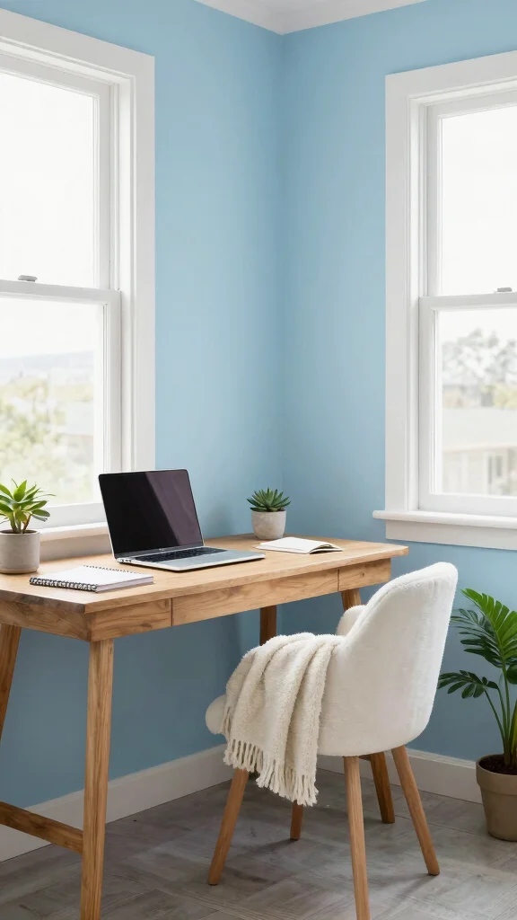 12 Study Room Paint Colors That Keep You Focused and Calm - 2. Light Blue 1