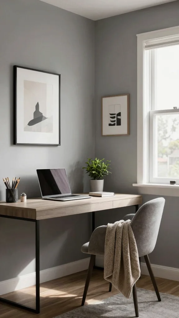12 Study Room Paint Colors That Keep You Focused and Calm - 5. Soft Gray 1