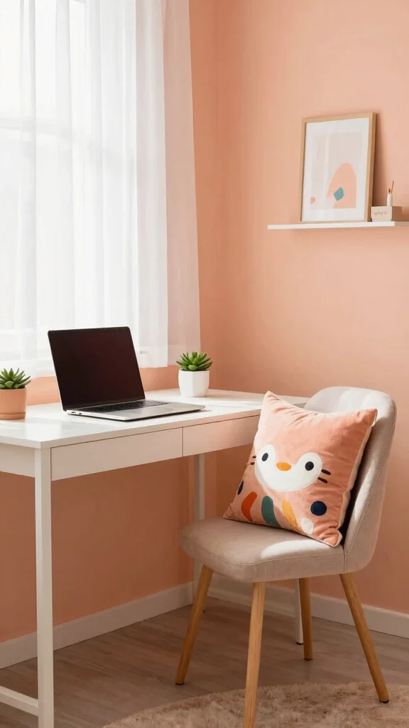 12 Study Room Paint Colors That Keep You Focused and Calm - 9. Soft Peach 1