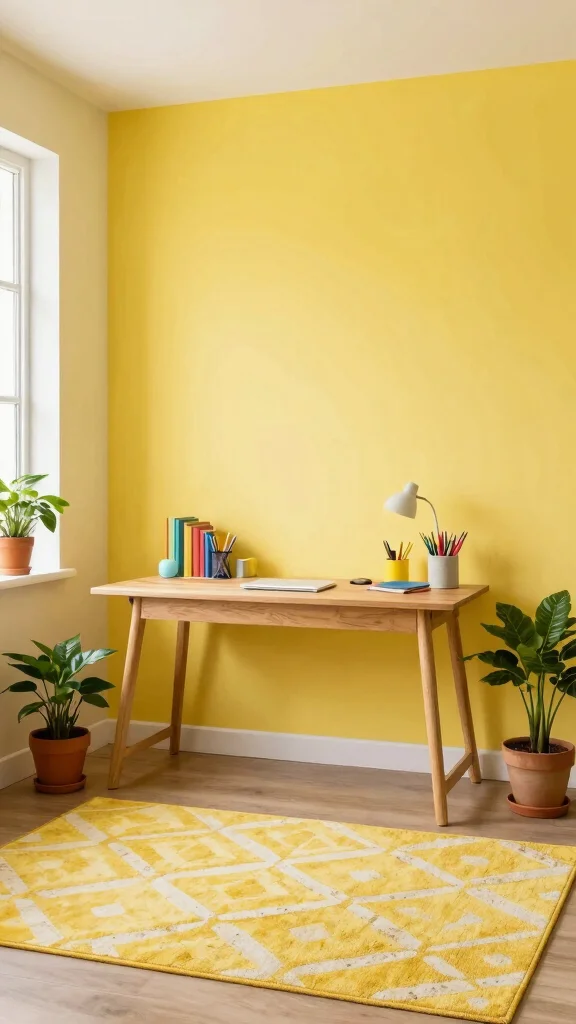 12 Study Room Wall Painting Ideas From Motivational to Minimal - 1. Energizing Yellow 1