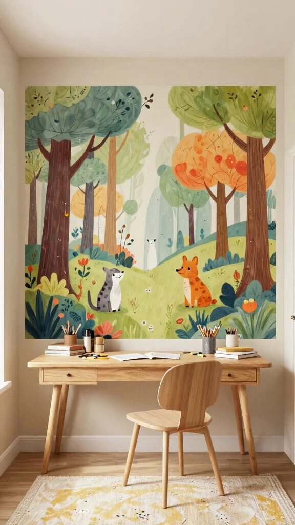 12 Study Room Wall Painting Ideas From Motivational to Minimal - 12. Whimsical Illustrations 1