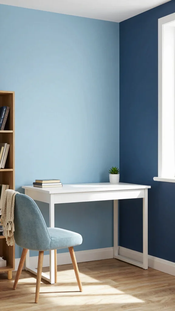 12 Study Room Wall Painting Ideas From Motivational to Minimal - 2. Soothing Blues 1