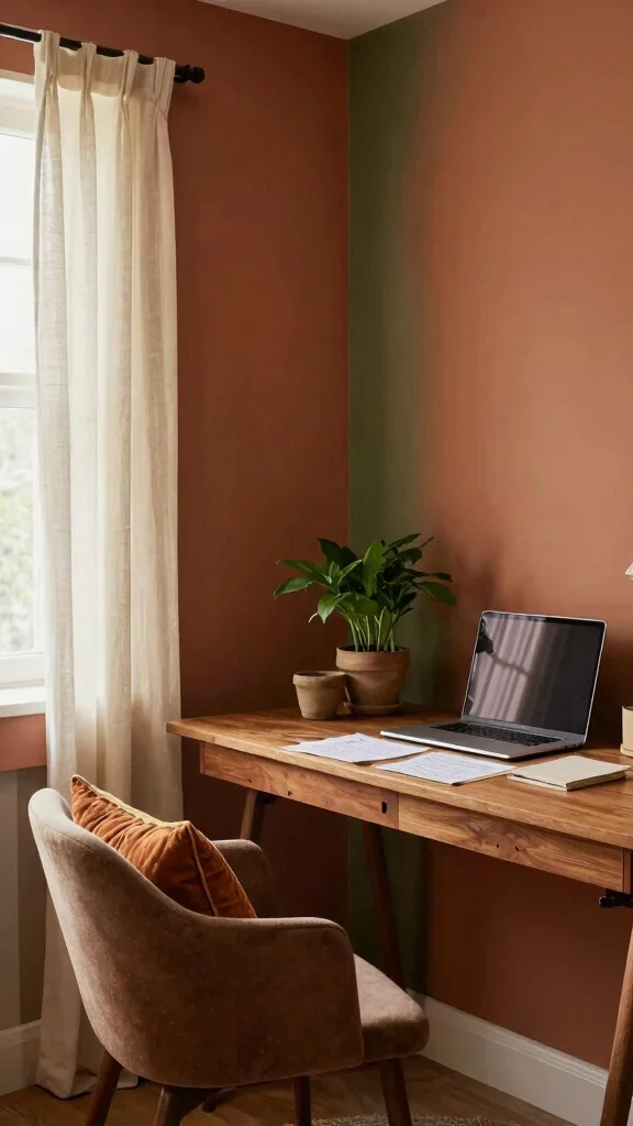 12 Study Room Wall Painting Ideas From Motivational to Minimal - 5. Earthy Tones 1